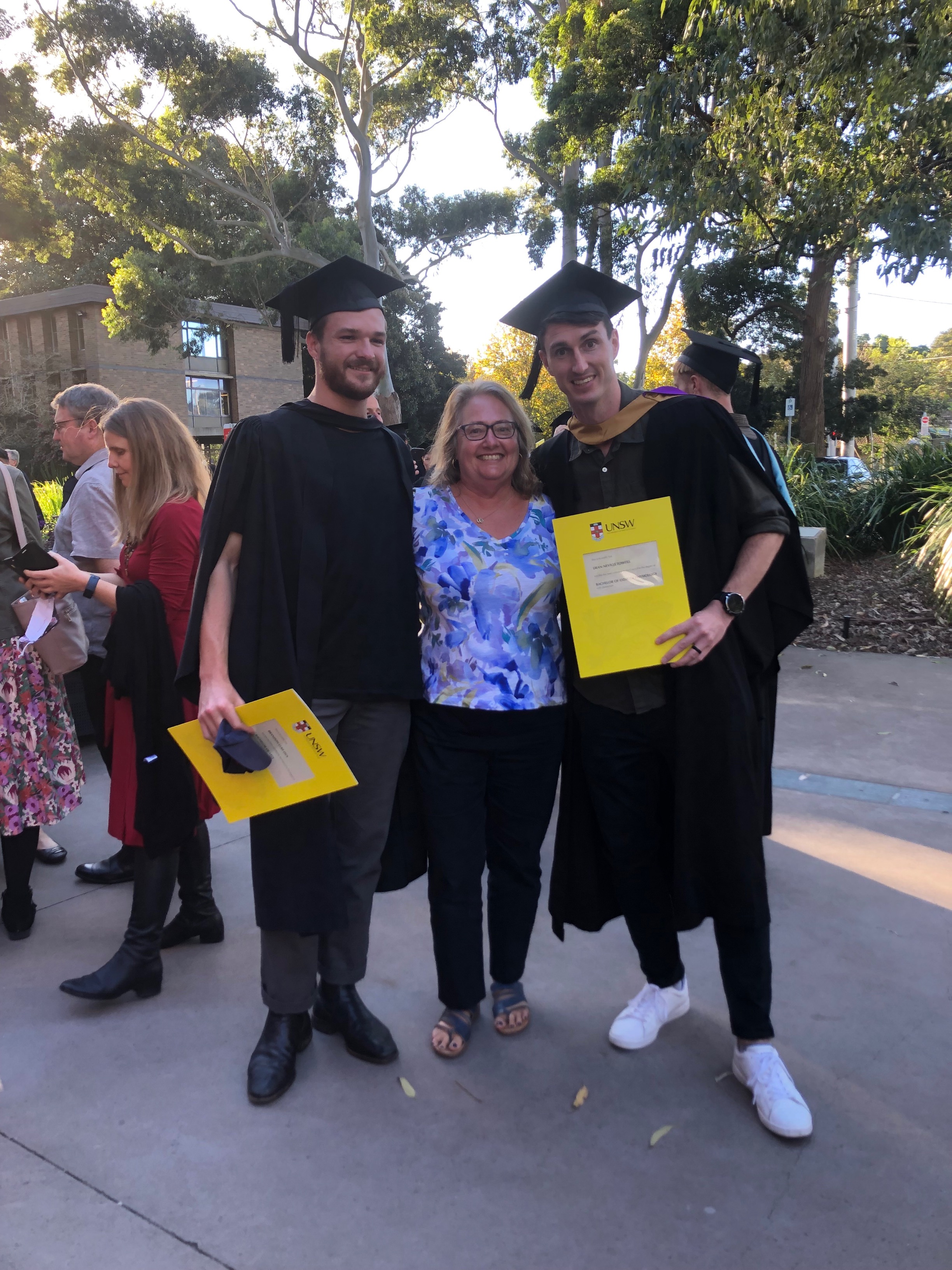 Dean Towers and Brandon Jack with UNSW Elite Athlete Program Manager Helen Bryson