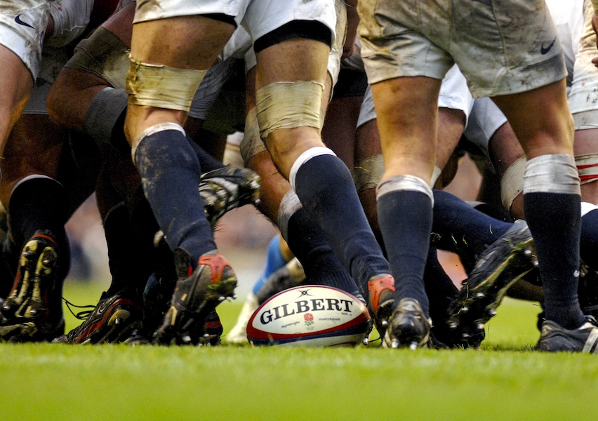 rugby players legs during a scrum